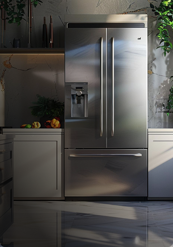 Cozinha moderna com refrigerador